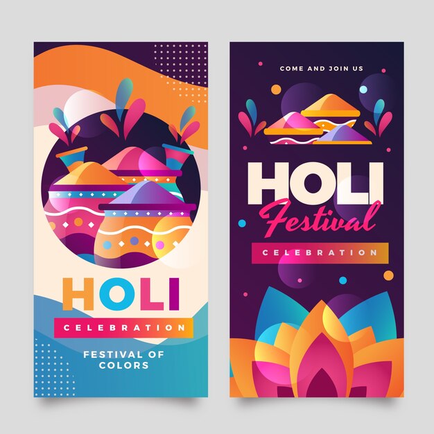 Vertical banner template for holi festival celebration