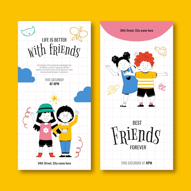 Free vector vertical banner template for international friendship day celebration