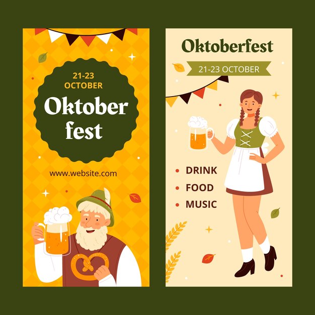 Vertical banner template for oktoberfest beer festival celebration