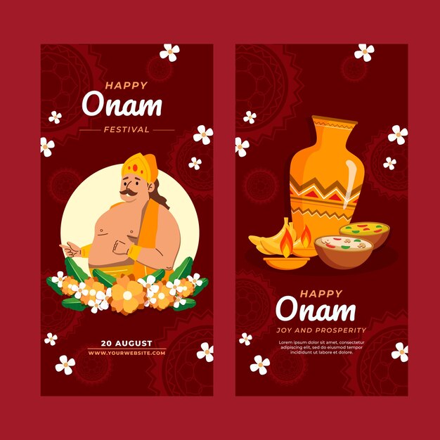 Vertical banner template for onam festival celebration