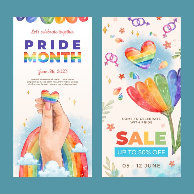 Vertical banner template for pride month celebration