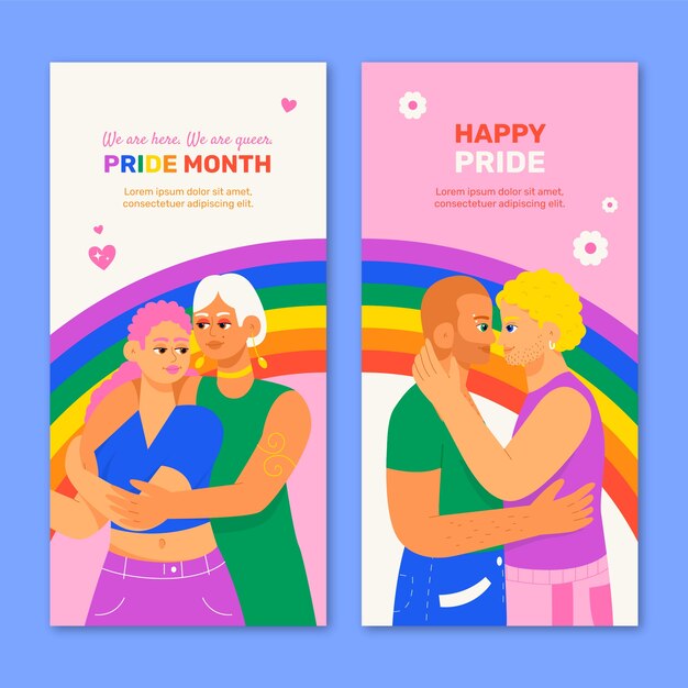 Vertical banner template for pride month celebration