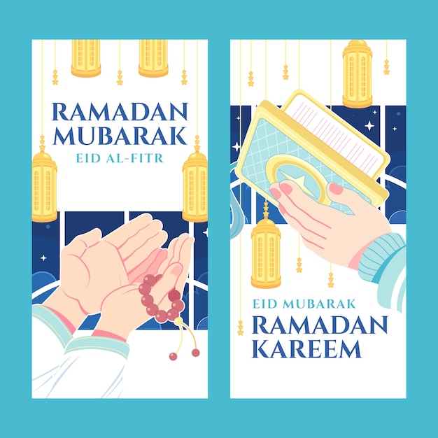 Free vector vertical banners set for islamic ramadan celebration