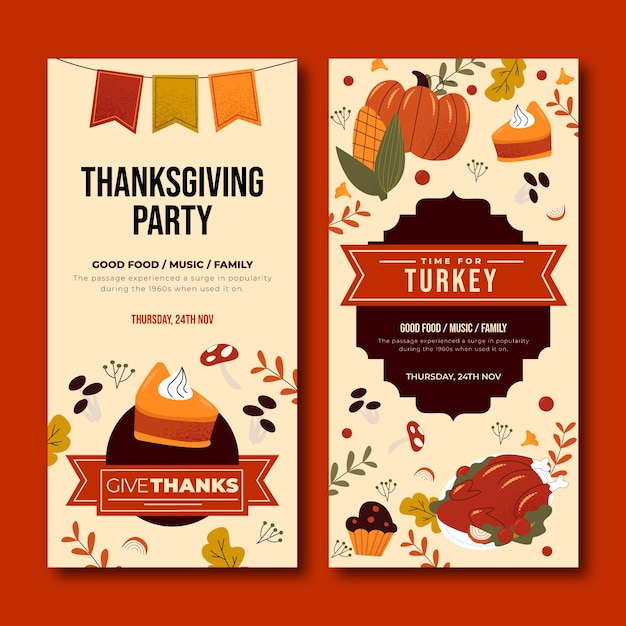 Free vector vertical banners set for thanksgiving celebration