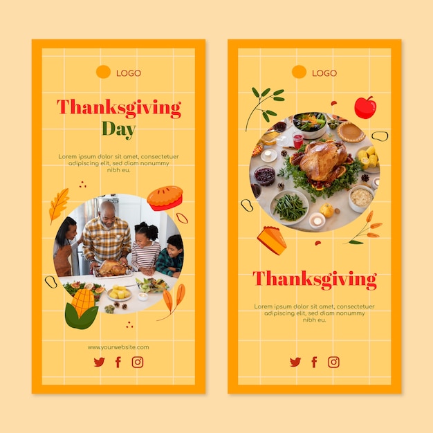 Free vector vertical banners set for thanksgiving celebration