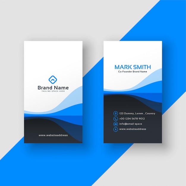Free vector vertical business card blue template