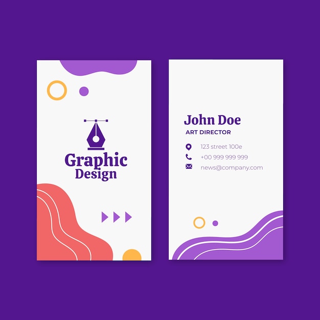 Free vector vertical business card template for graphic design company