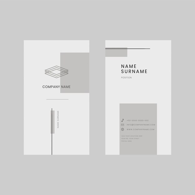 Vertical business card template, minimal style