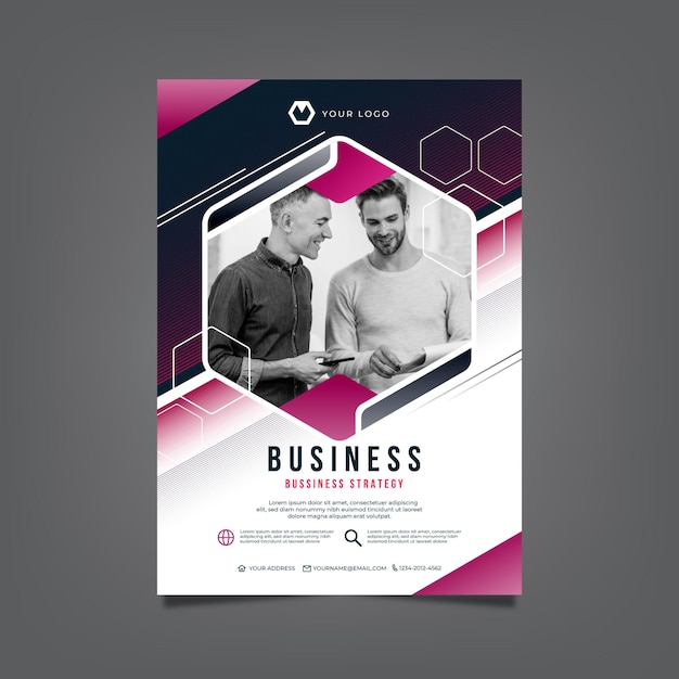 Vertical business flyer template with photo