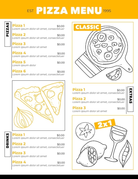 Modello di menu ristorante digitale verticale