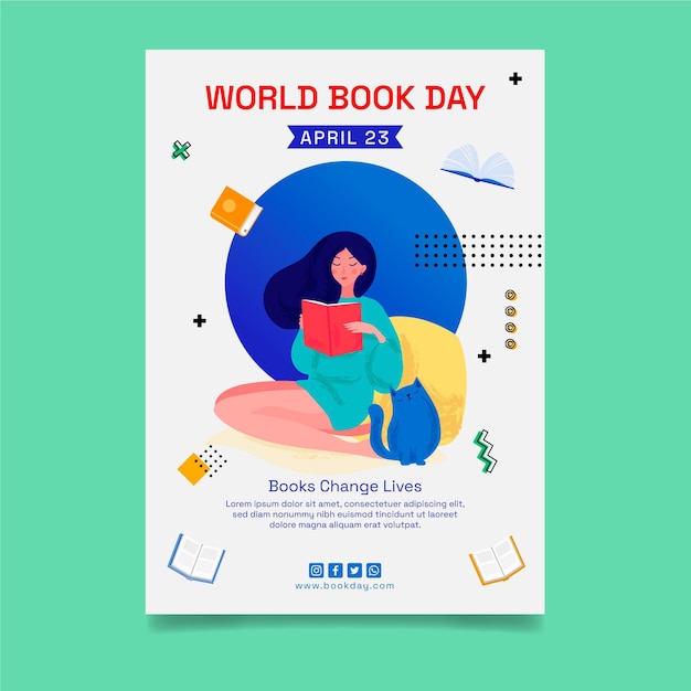 Вертикальный флаер для празднования всемирного дня книги