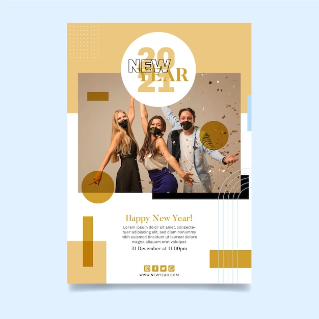 Free vector vertical flyer template for new year party with friends