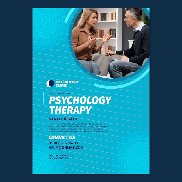 Free vector vertical flyer template for psychology therapy