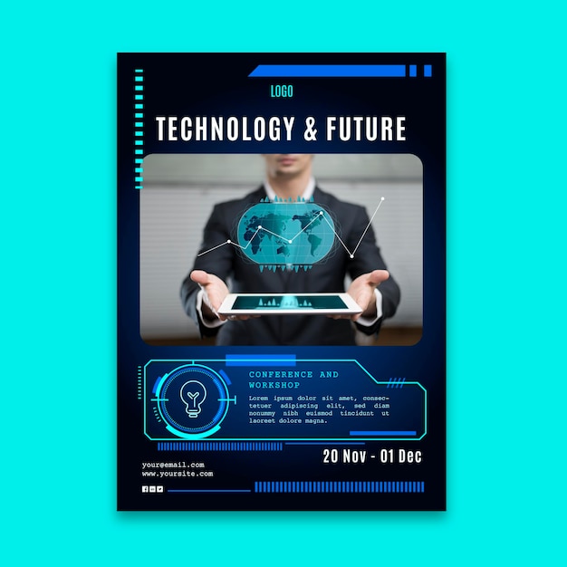 Vertical flyer template with futuristic technology