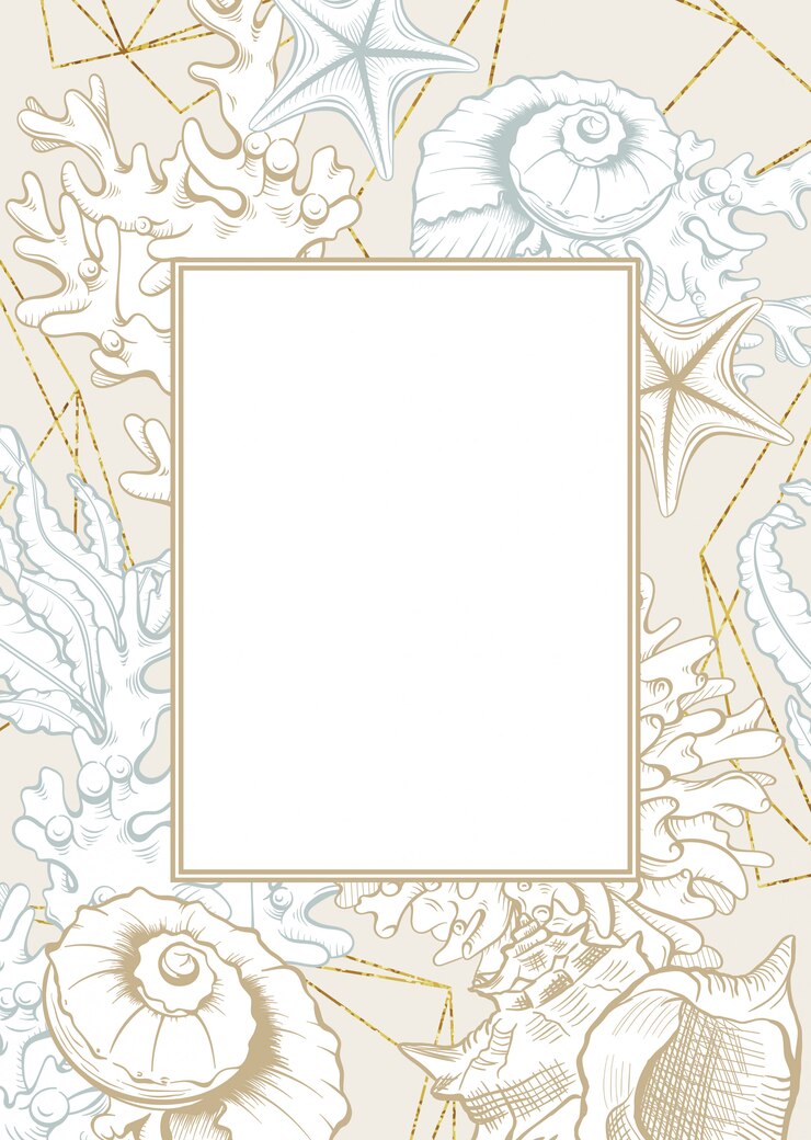 Free Vector vertical frame with seashells.
