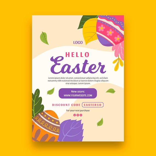 Vertical greeting card template for easter