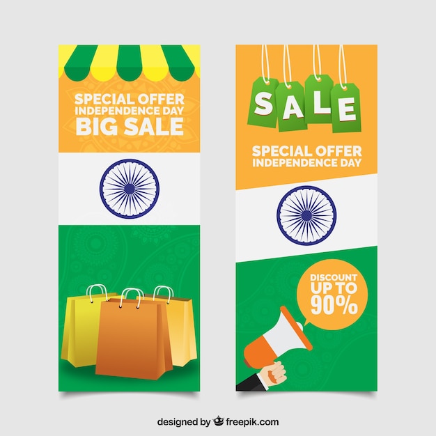 Vertical indian independence day sale banners