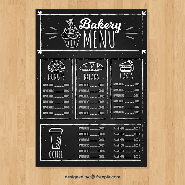 Free vector vertical menue template in blackboard style