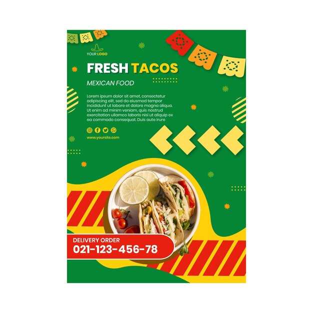 Vertical mexican food poster template