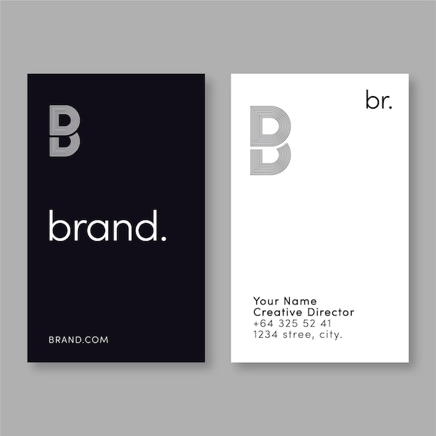 Vertical monochrome business cards set