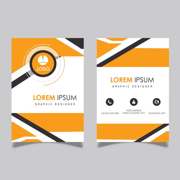 Vertical Orange and Grey Business Card 