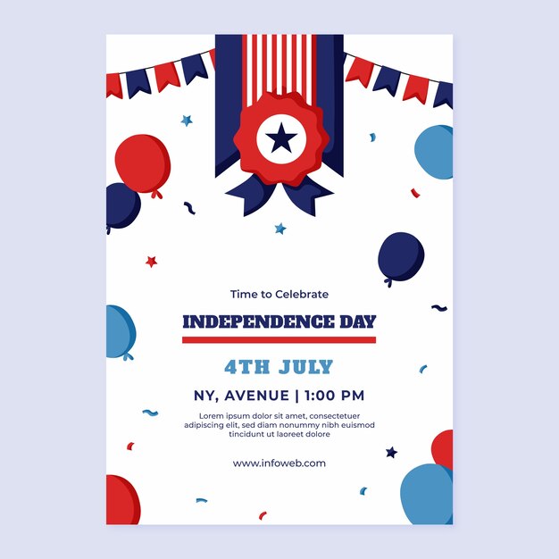 Vertical poster template for american 4th of july celebration