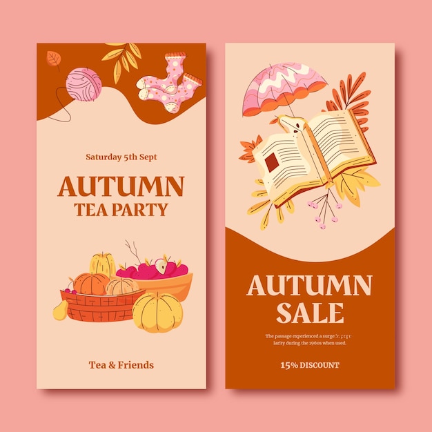 Free vector vertical poster template for autumn season celebration