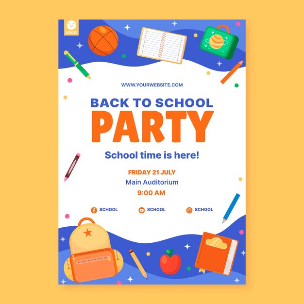 Vertical poster template for back to school season