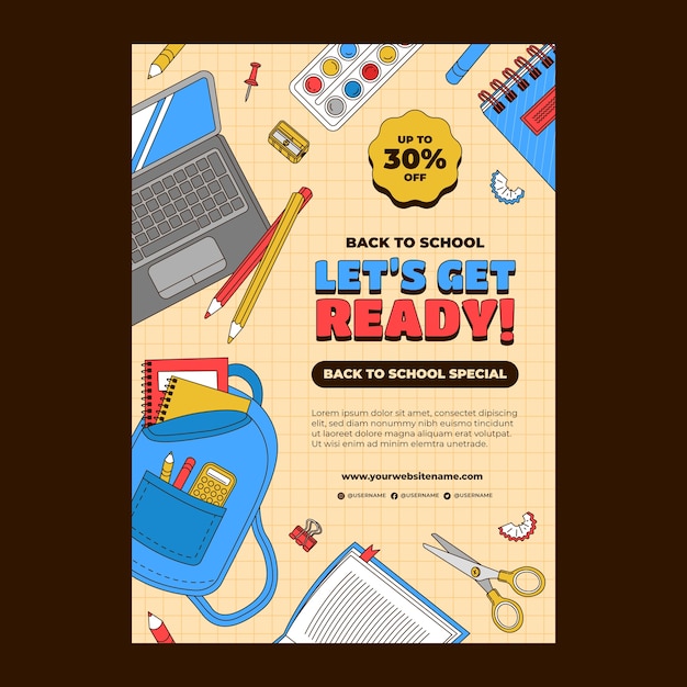 Free vector vertical poster template for back to school season