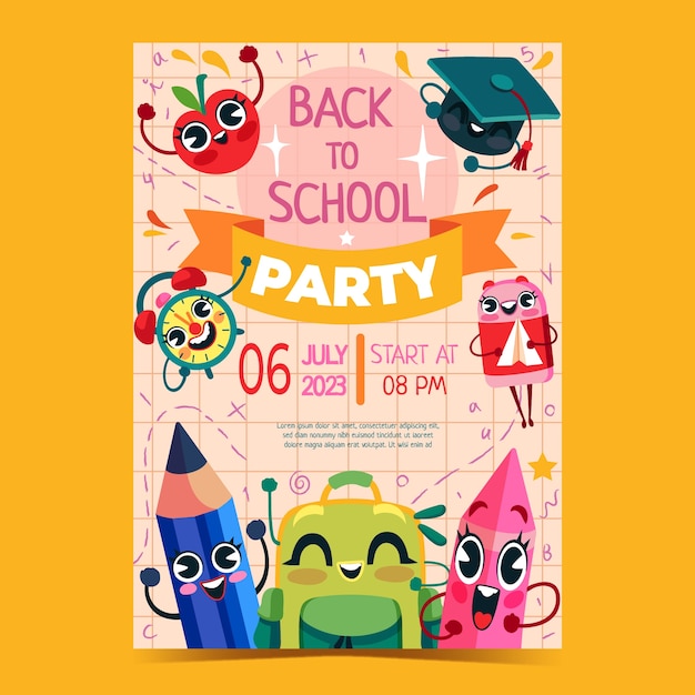 Free vector vertical poster template for back to school season