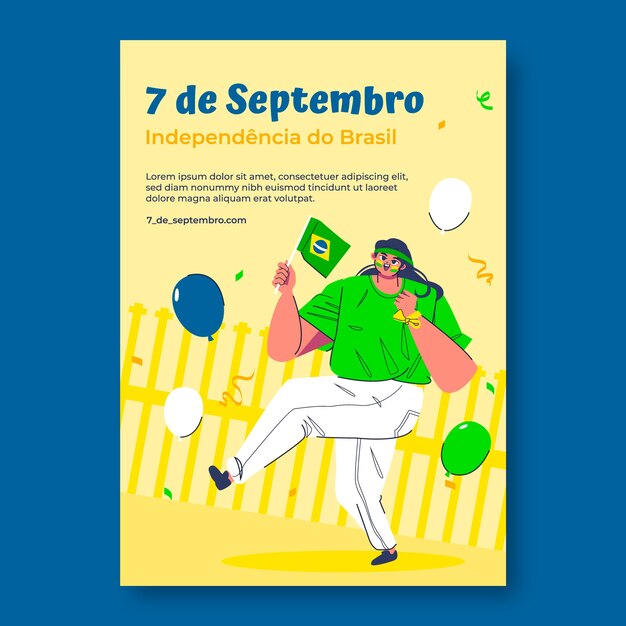 Modello di poster verticale per la celebrazione del giorno dell'indipendenza brasiliana