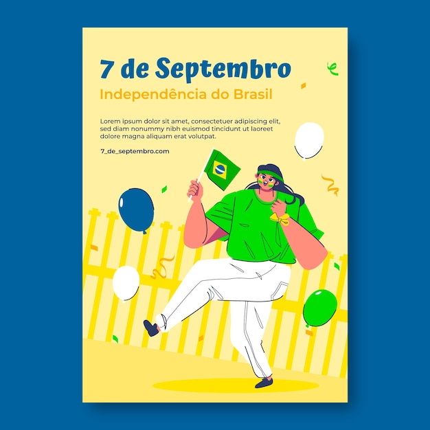 Vertical poster template for brazilian independence day celebration