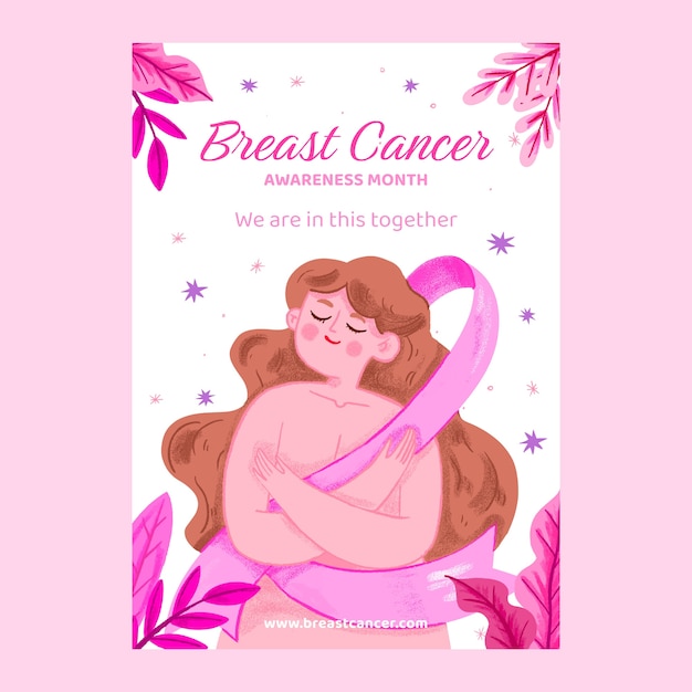 Vertical poster template for breast cancer awareness month
