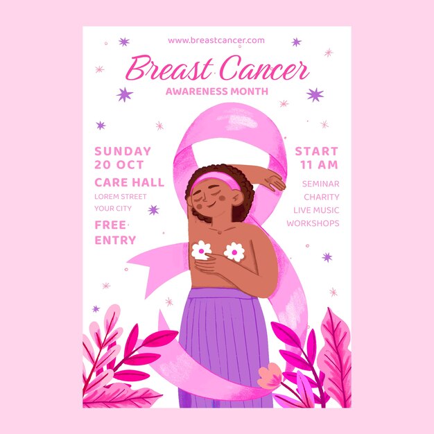 Vertical poster template for breast cancer awareness month