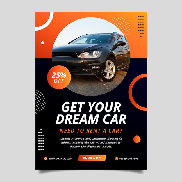 Free vector vertical poster template for car rental company