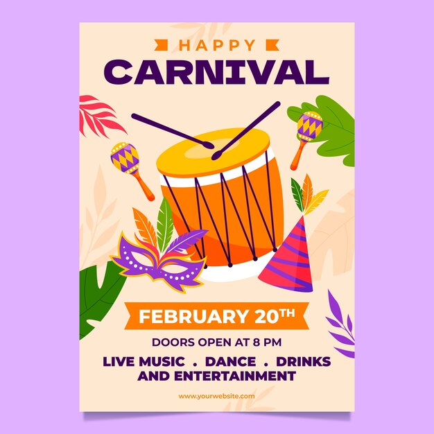 Vertical poster template for carnival party celebration