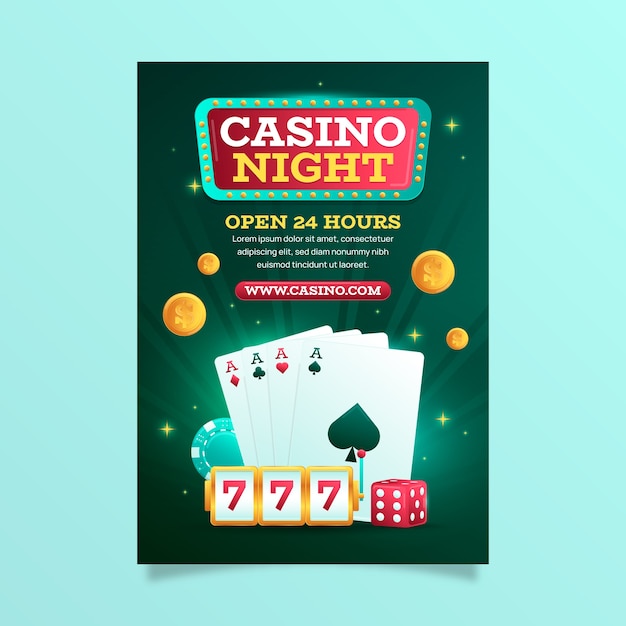 Vertical poster template for casino night and gambling