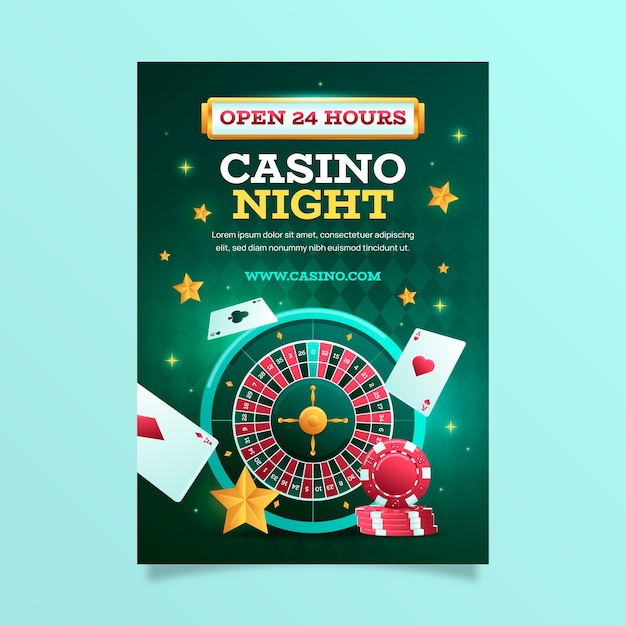 카지노 밤과 도박을 위한 수직 포스터 템플릿