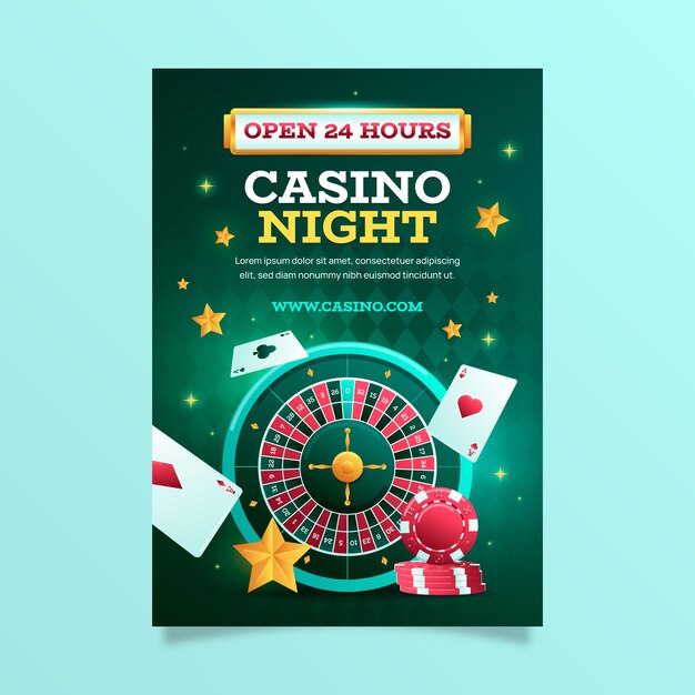 Vertical poster template for casino night and gambling