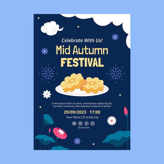 Vertical poster template for chinese mid-autumn festival celebration