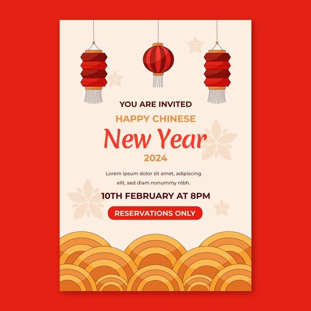 Vertical poster template for chinese new year festival