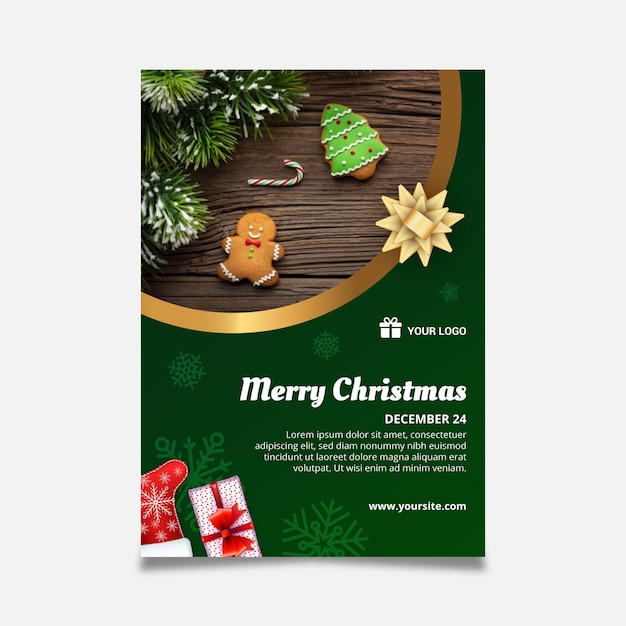 Free vector vertical poster template for christmas