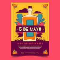 Vettore gratuito modello di poster verticale per la celebrazione del cinco de mayo