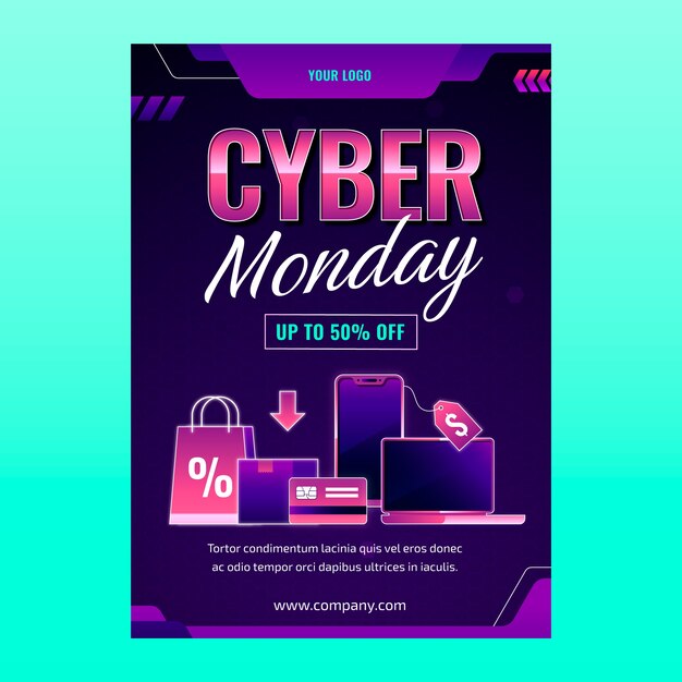 Vertical poster template for cyber monday sale