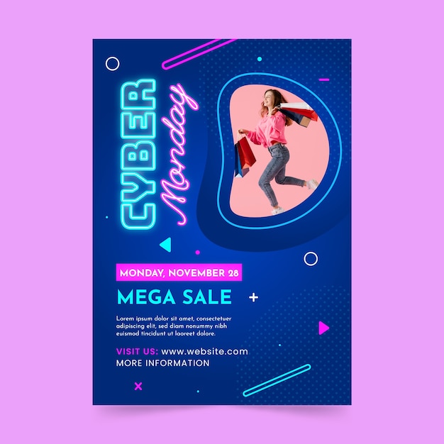 Free vector vertical poster template for cyber monday