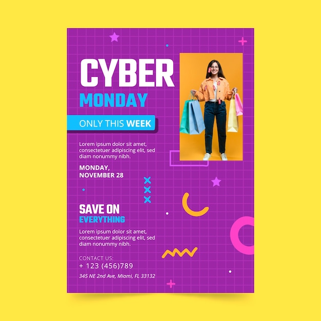 Modello di poster verticale per il cyber lunedì