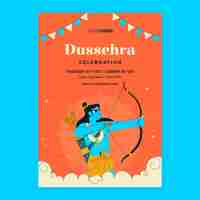 Vettore gratuito modello di poster verticale per la celebrazione del festival di dussehra