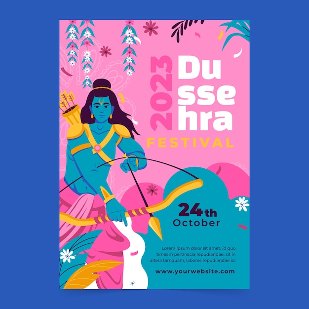 Vertical poster template for dussehra festival celebration