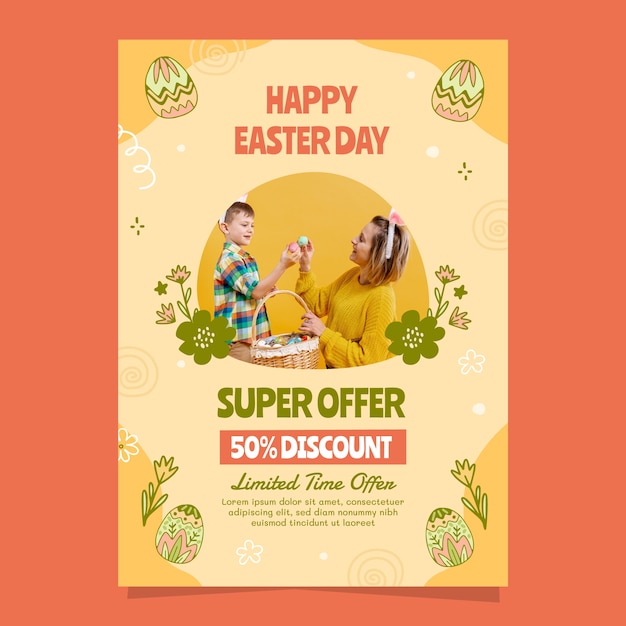 Free vector vertical poster template for easter celebration