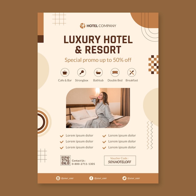 Vertical poster template for hotel business